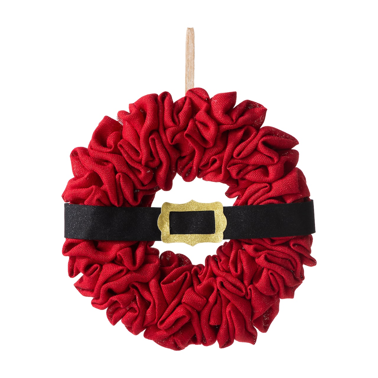 Glitzhome® 18" Christmas Red Belt Fabric Wreath